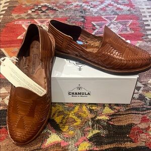 Chamula Men's Tan Leather Loafers - Brand New